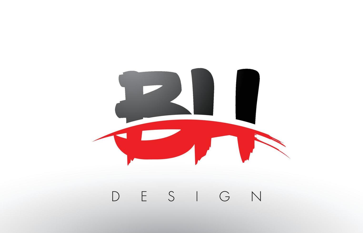 Letras do logotipo do pincel bh bh com pincel swoosh vermelho e preto na frente vetor