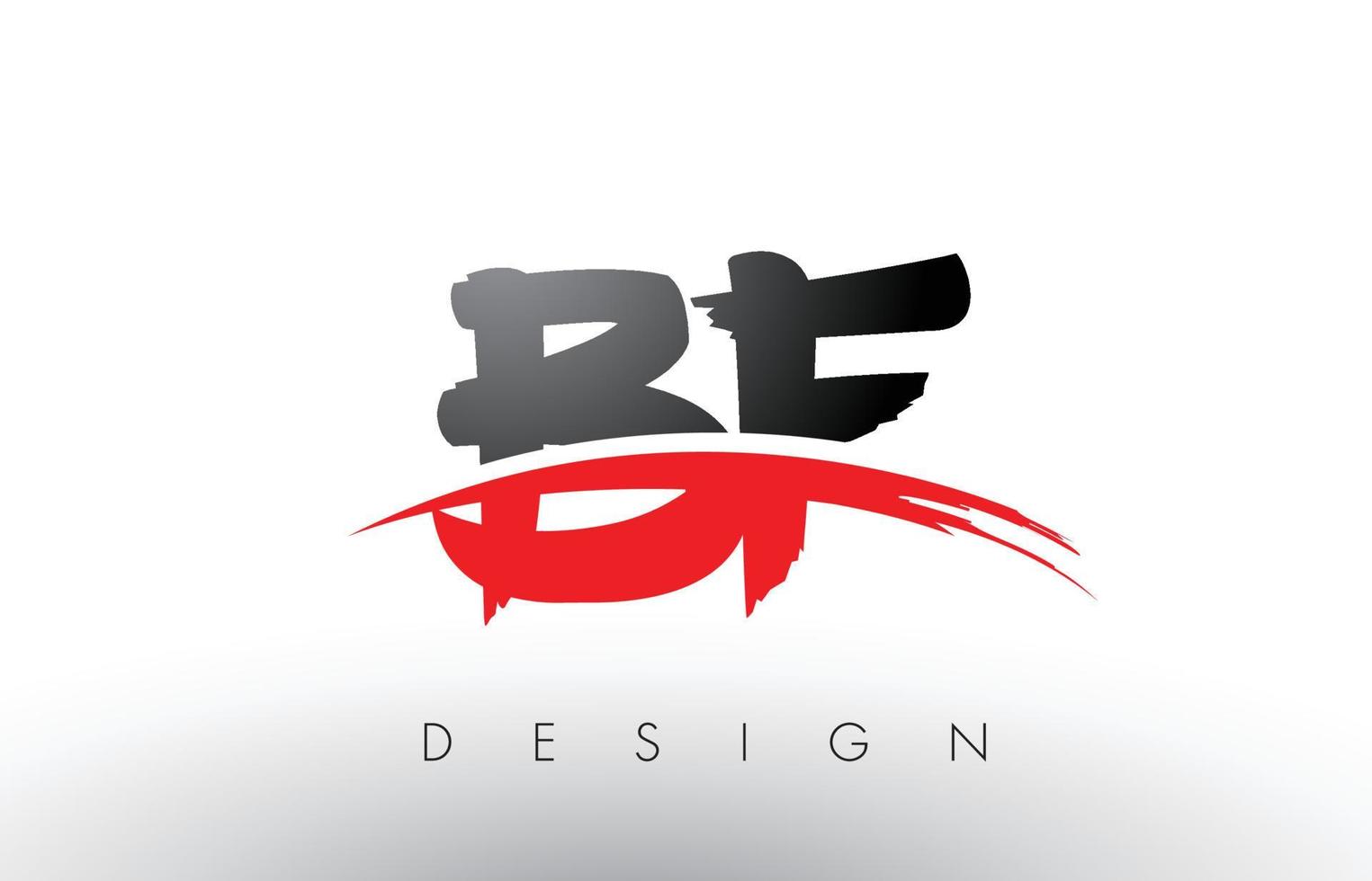 letras do logotipo do pincel bf bf com pincel swoosh vermelho e preto na frente vetor