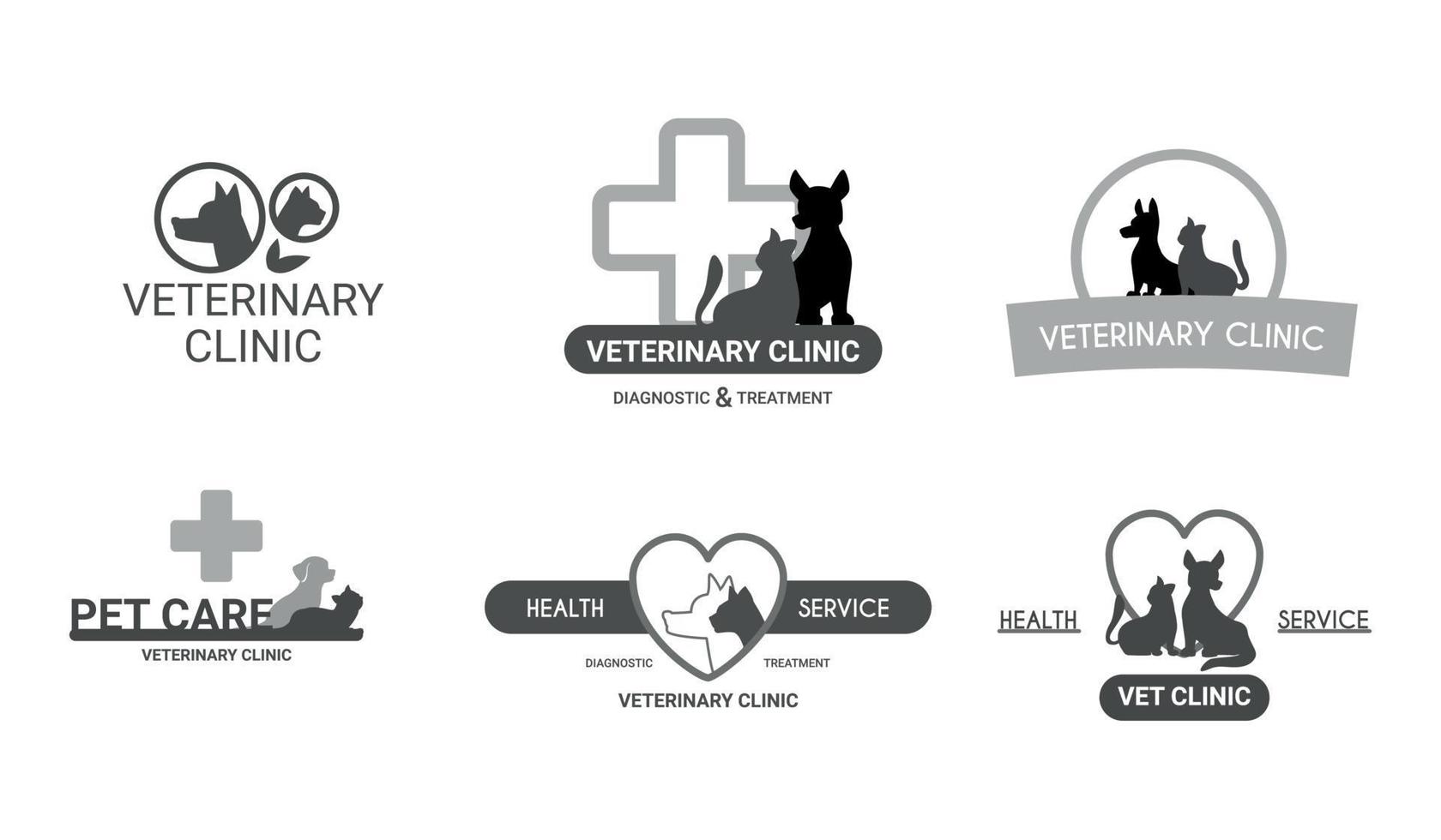 Conjunto de logotipo de clínica veterinária vetor