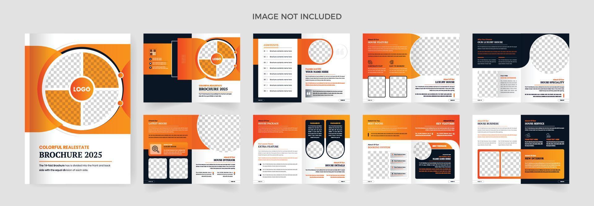 Modelo de design de brochura de negócios imobiliária de 16 páginas. layout moderno e colorido para tema multiuso vetor