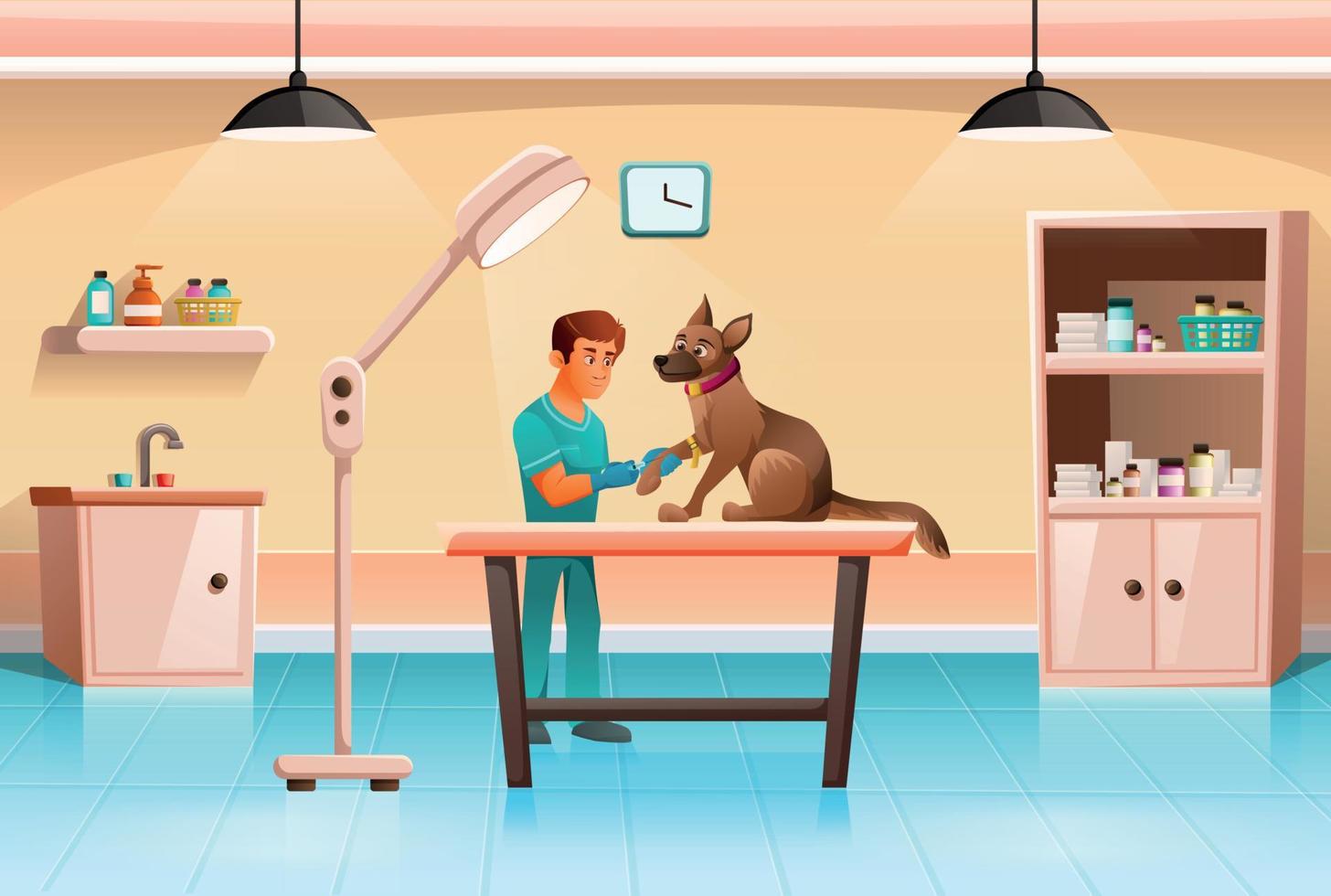 imagem de desenho animado de clínica veterinária vetor