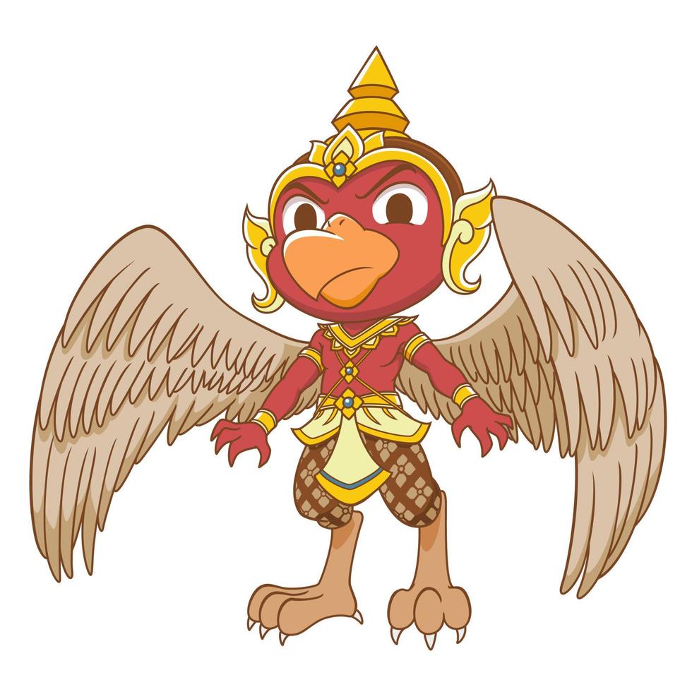 personagem de desenho animado de garuda vermelha. vetor