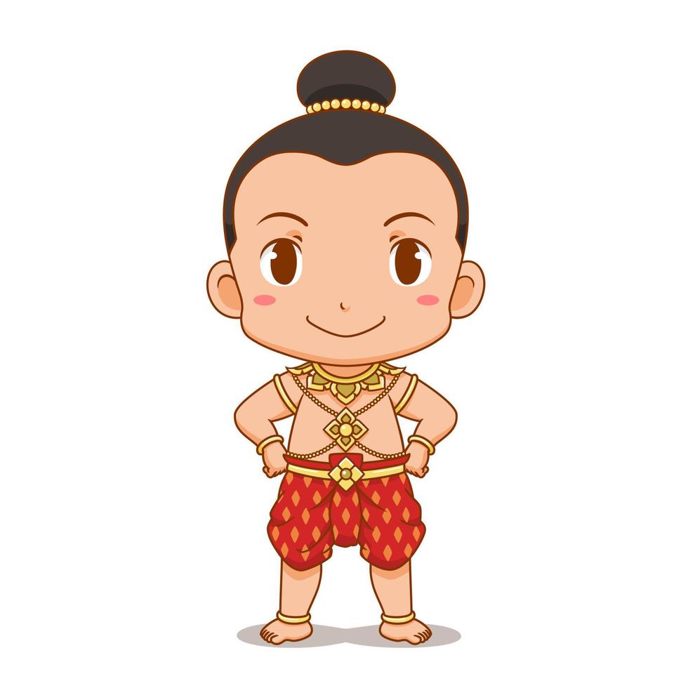personagem de desenho animado de menino tailandês em traje tradicional. vetor