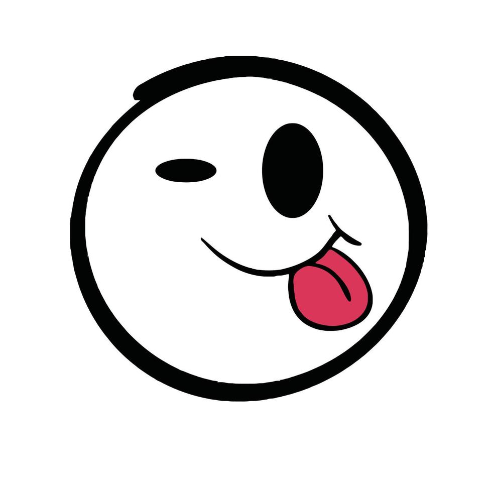 cara boba de emoji com língua de fora vetor