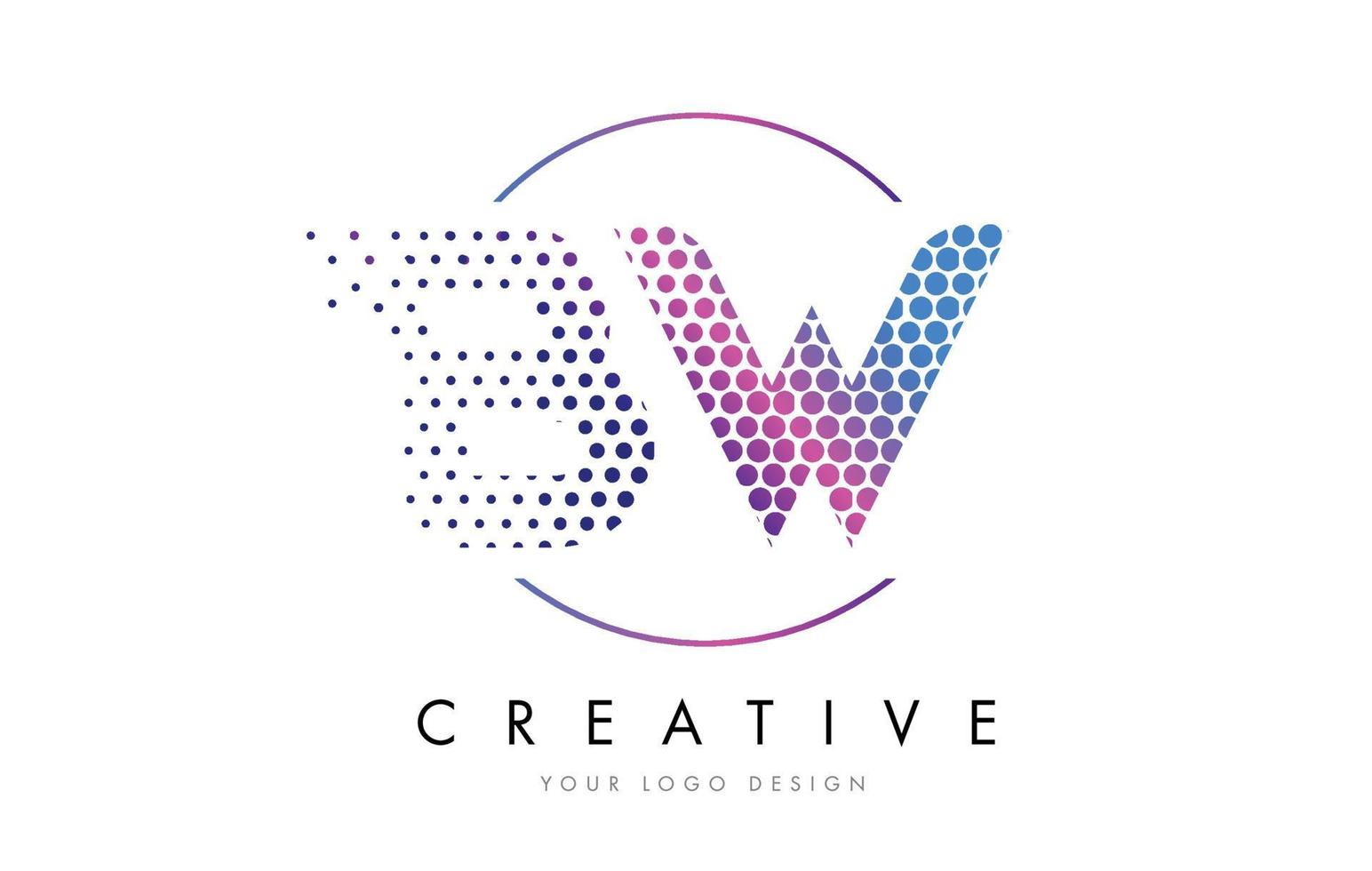 bw bw rosa magenta pontilhado letra bolha logo design vector