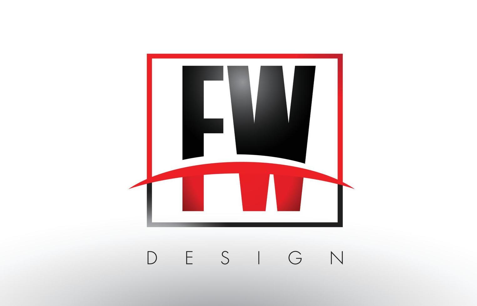 letras do logotipo fw fw com cores vermelhas e pretas e swoosh. vetor