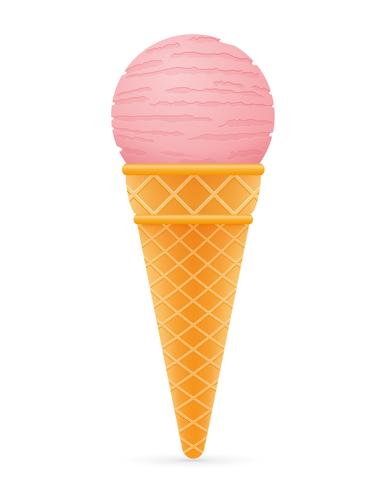 bola de sorvete em ilustração vetorial de cone waffle vetor