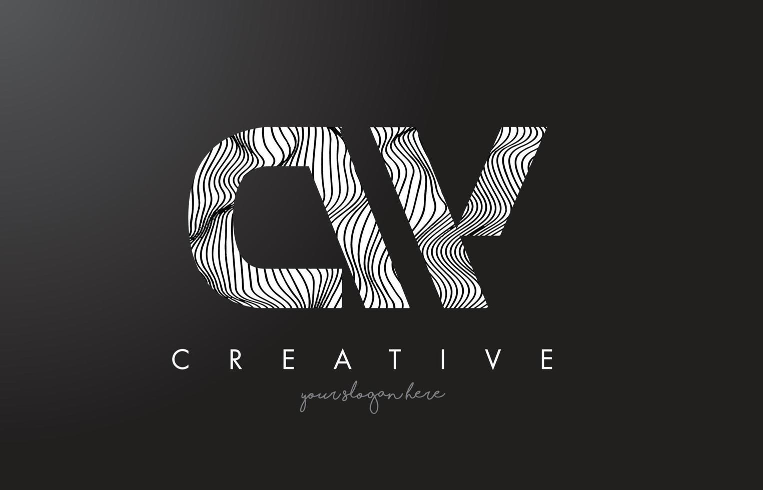 logotipo da letra cw cw com vetor de design de textura de linhas zebra.