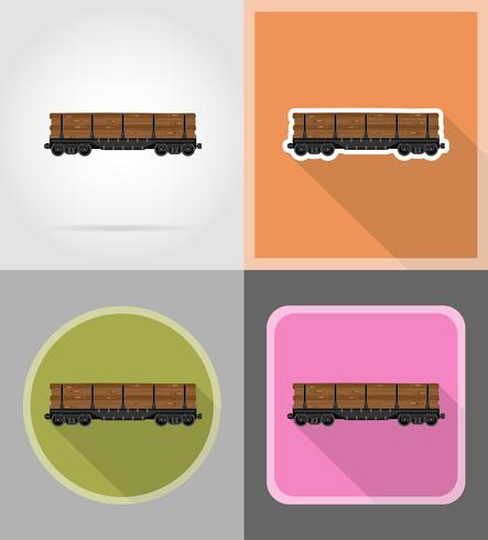 ilustração em vetor ícones transporte ferroviário carruagem plana