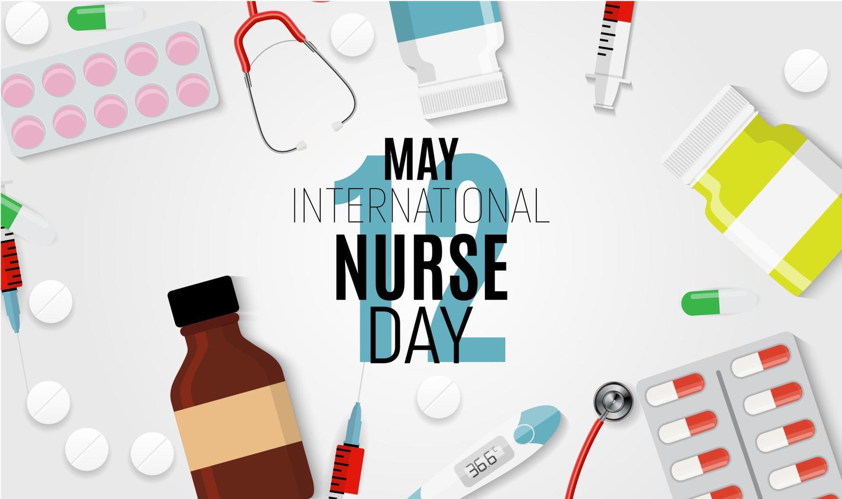 12 de maio ilustração em vetor fundo médico internacional do dia da enfermeira
