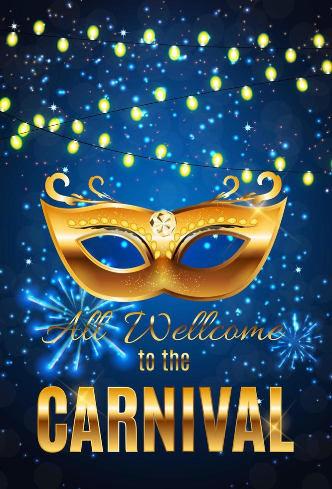 máscara de festa de carnaval fundo de cartaz de férias. ilustração vetorial vetor