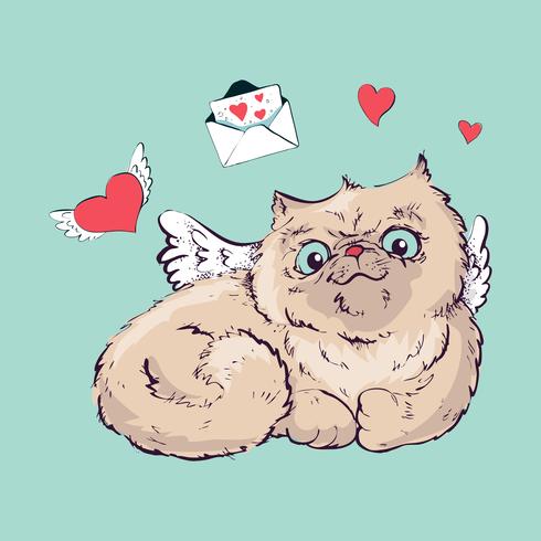 Gráficos da ilustração do vetor do gato do anjo.