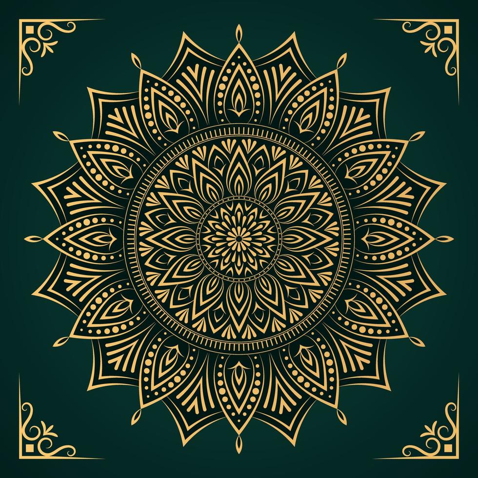 Fundo de mandala de luxo com padrão de arabescos dourados em estilo oriental islâmico vetor