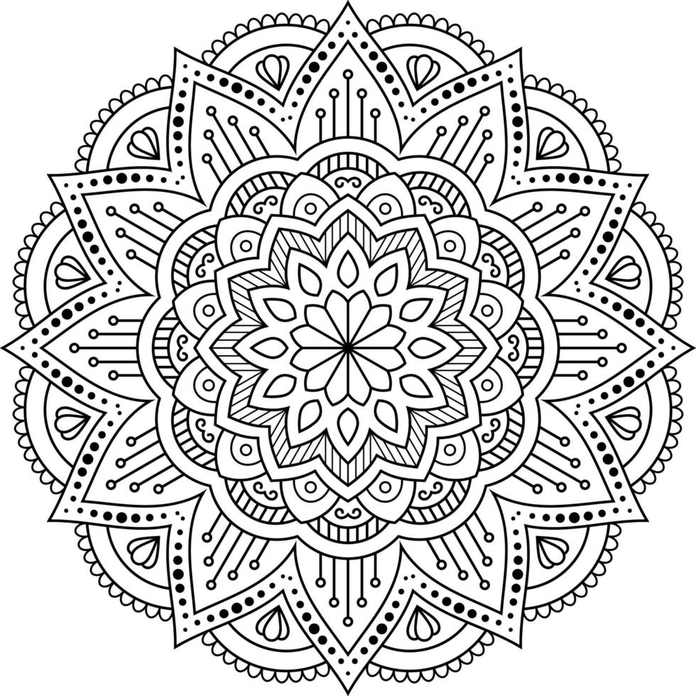 mandala livro para colorir ilustração vetorial arte linha isolada no fundo branco, elementos decorativos vintage, decoração para design de interiores vetor