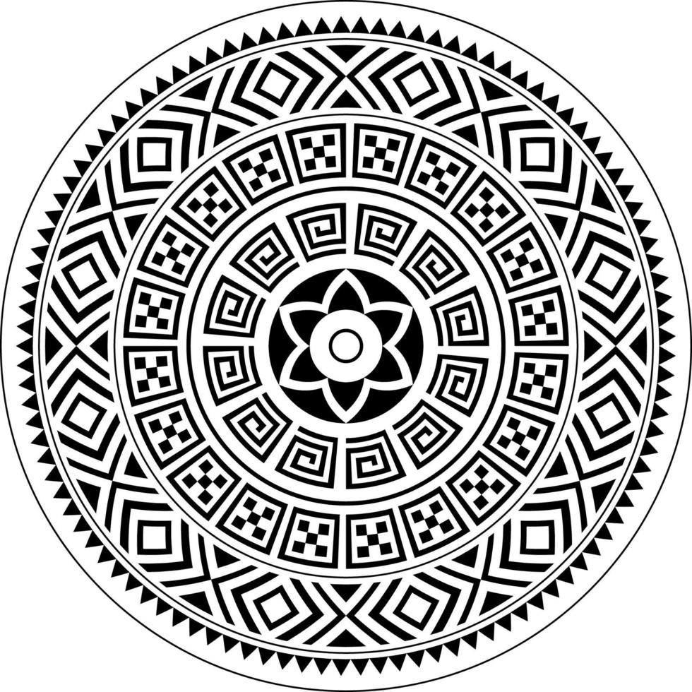 tribal ornamental padrão redondo mandala. ornamento de vetor de estilo étnico geométrico. padrão polinésio circular texturizado abstrato