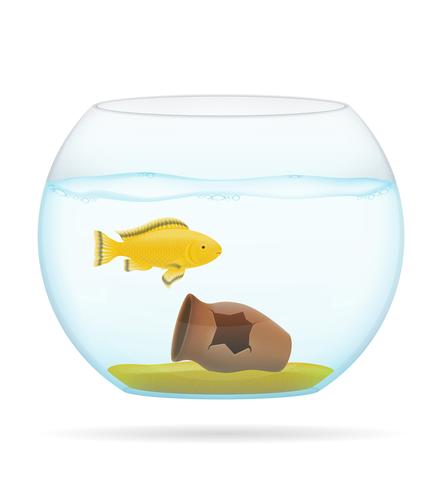 peixe em uma ilustração do vetor de aquário transparente