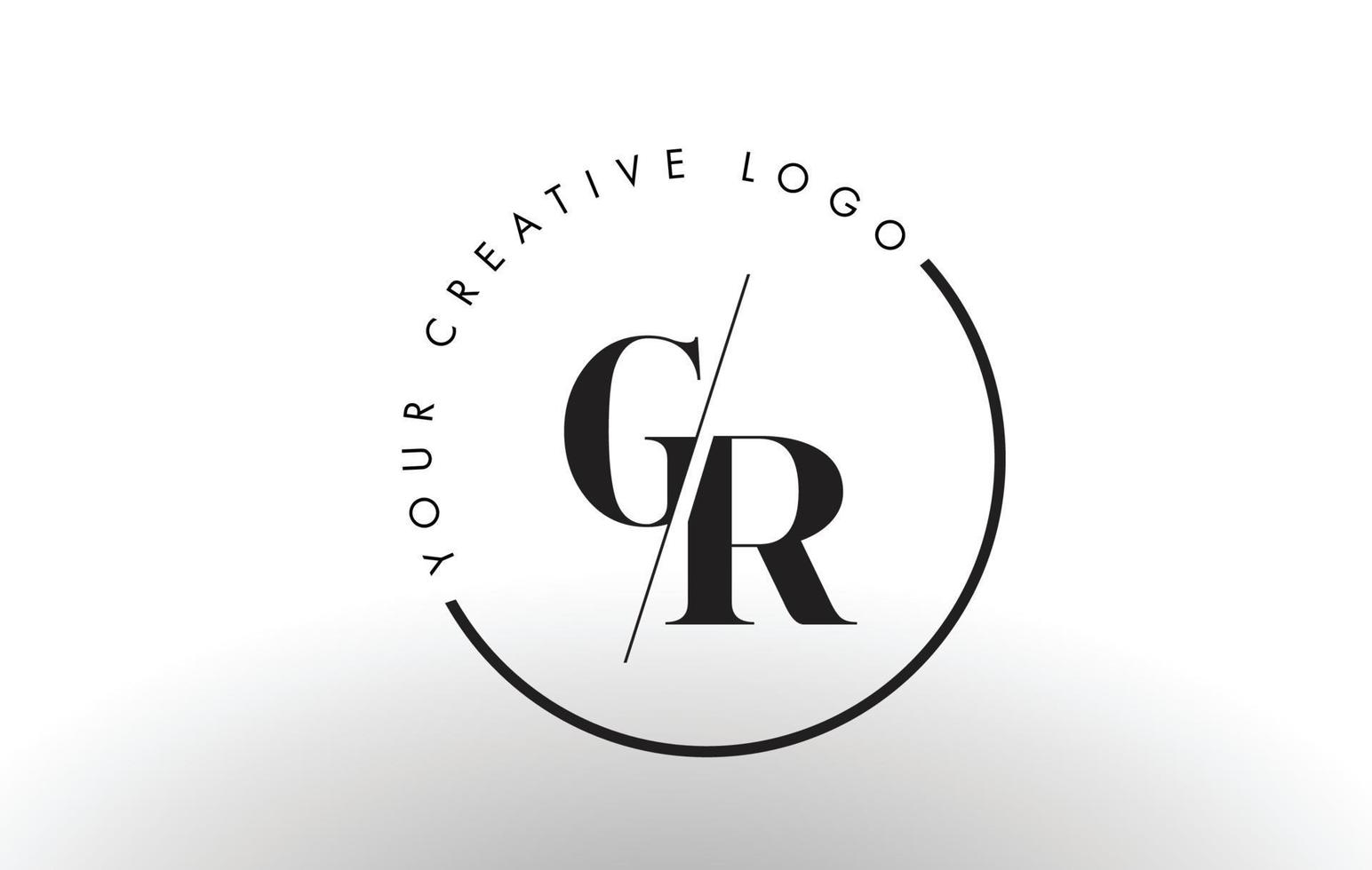 design de logotipo de letra gr serif com corte intersectado criativo. vetor