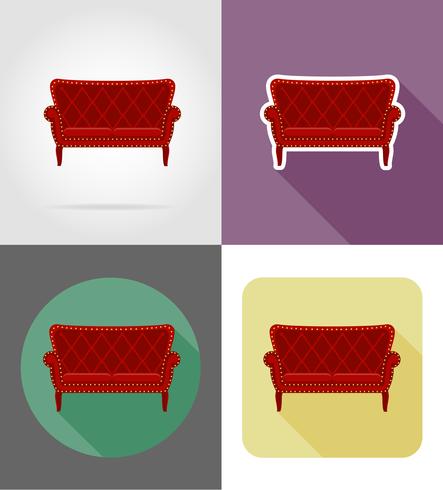 mobília do sofá definir ilustração em vetor ícones plana