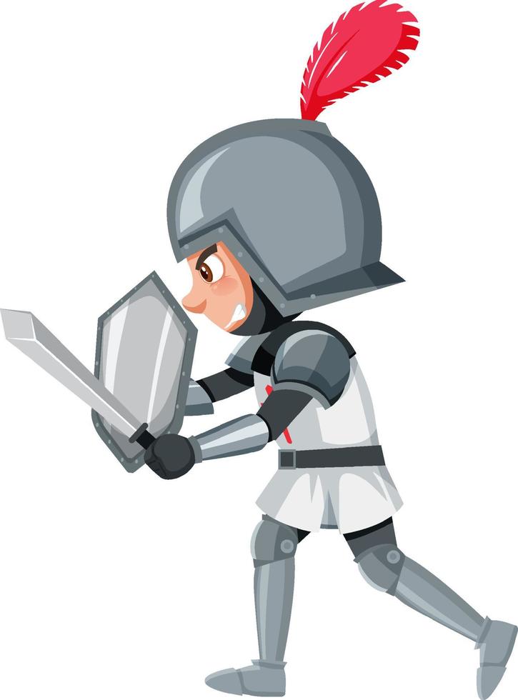 personagem de desenho animado de cavaleiro em fundo branco vetor