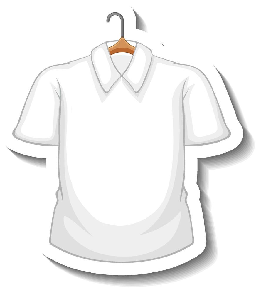 adesivo de camisa branca em estilo cartoon vetor