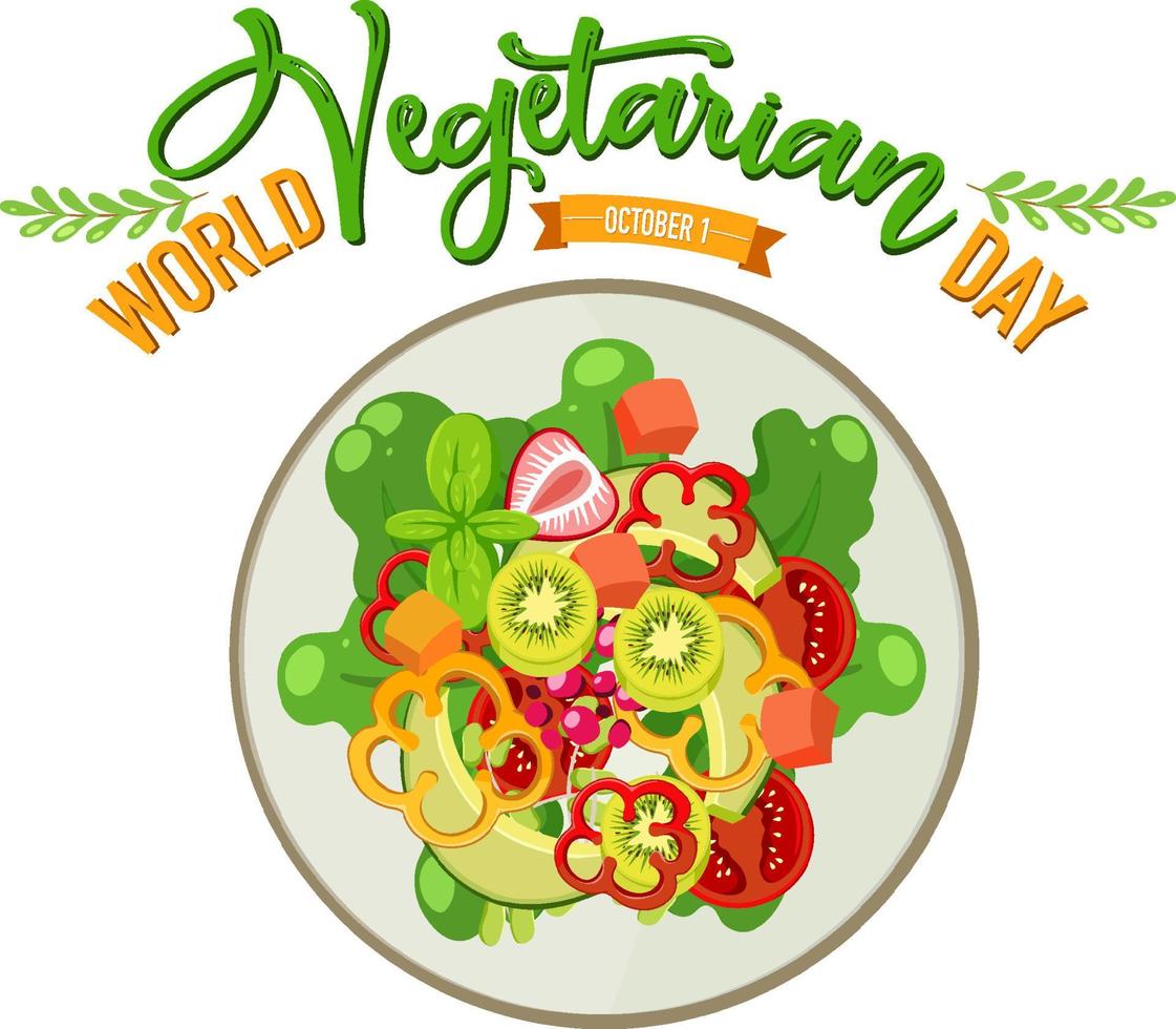 logotipo do dia vegetariano mundial com saladeira vetor