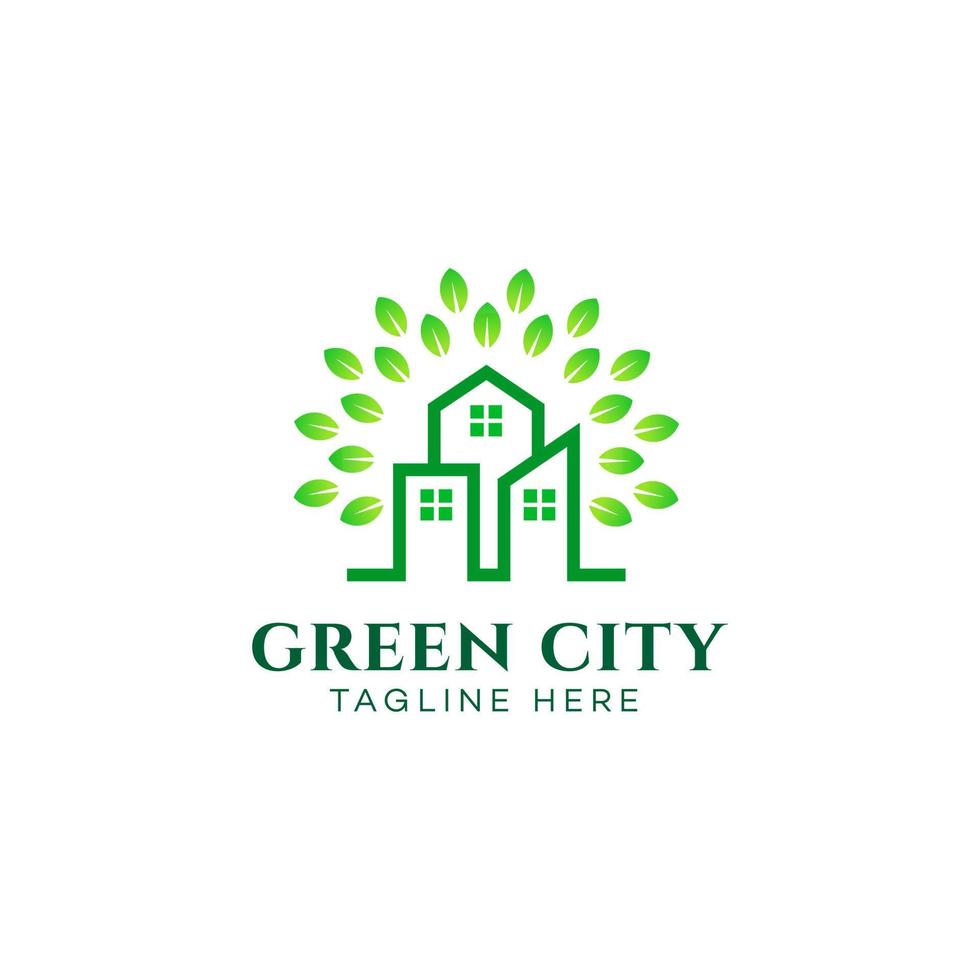 vetor de modelo de design de logotipo de cidade verde