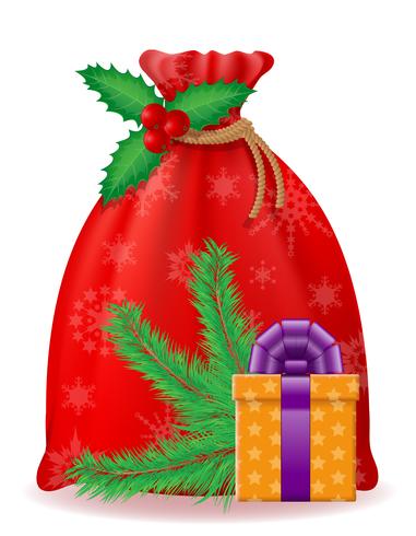 saco de Natal vermelho Papai Noel vector illustration