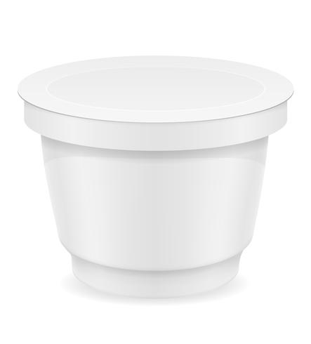 recipiente de plástico branco de ilustração vetorial de iogurte ou sorvete vetor