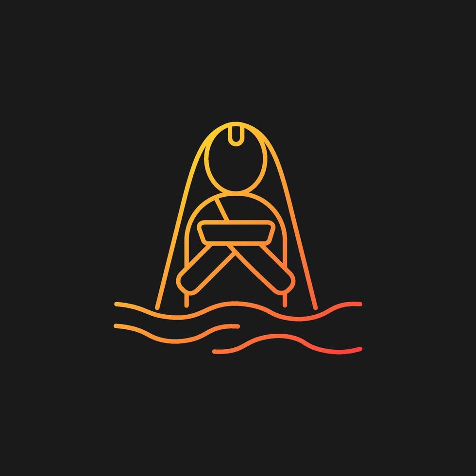 ícone de vetor gradiente antigo festival chhath puja para o tema escuro. orando por bem-estar e riqueza. meditação na água. símbolo de cor de linha fina. pictograma de estilo moderno. desenho de contorno isolado de vetor