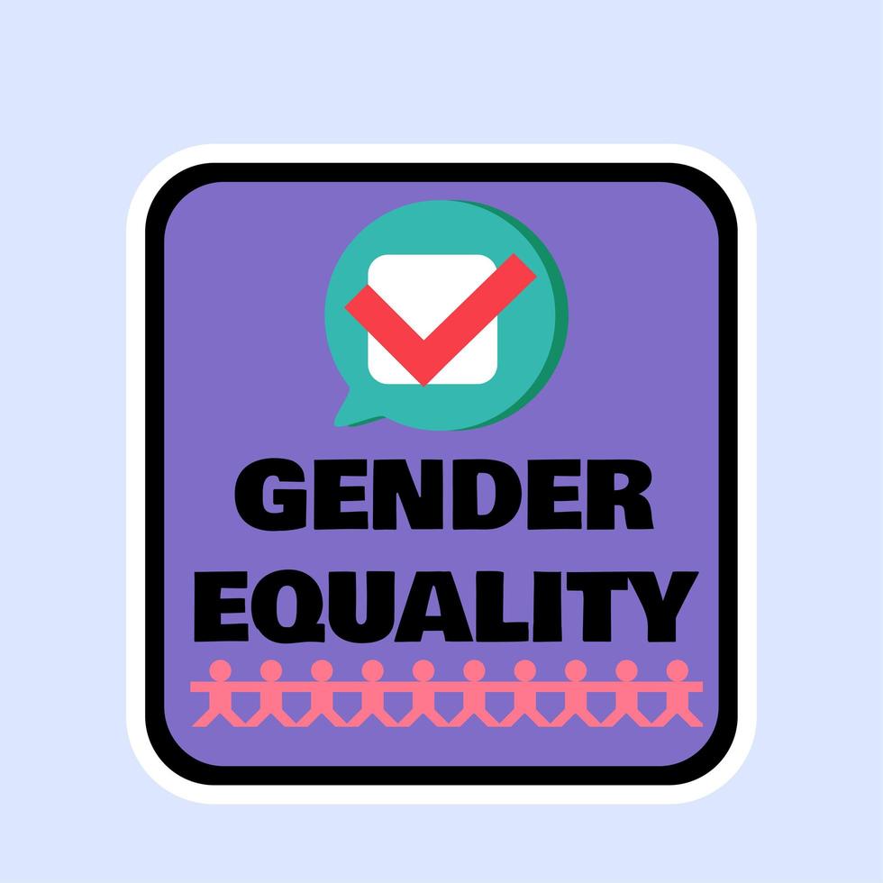 distintivo de igualdade de gênero sinal de discriminação de parada plana vetor