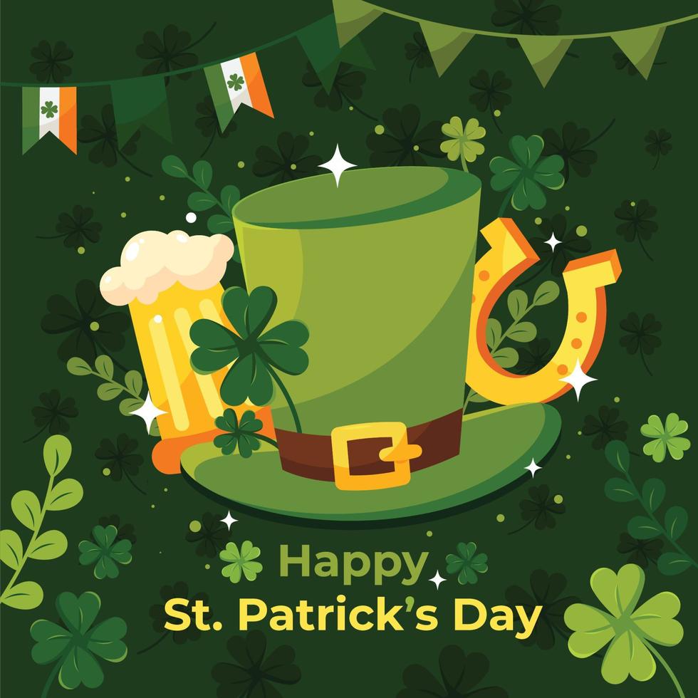 feliz st. patricks day com chapéu vetor