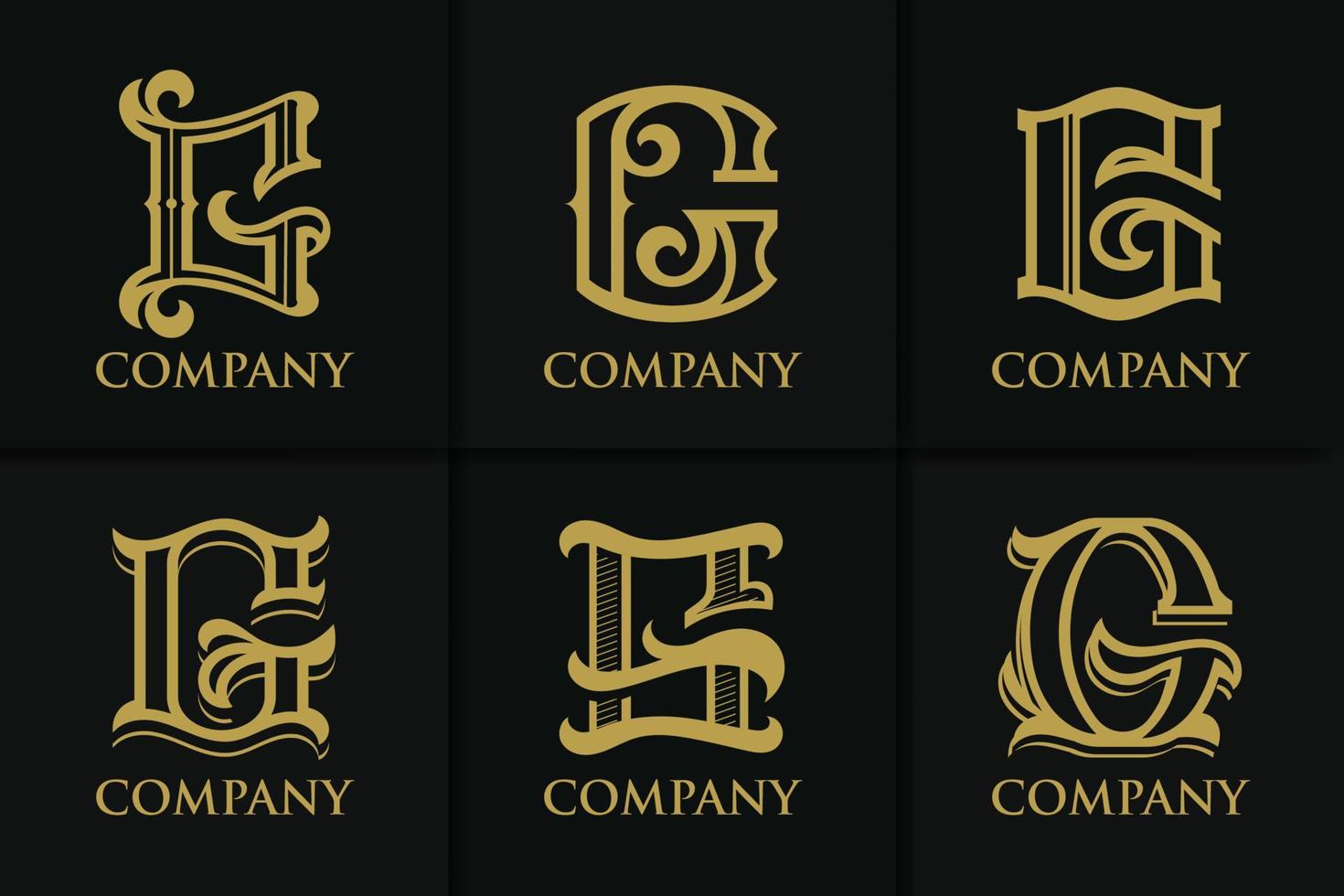 coleção de modelos de monograma de logotipo de letra g vintage vetor