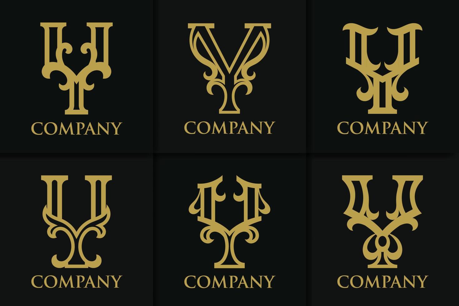 coleção de modelos de monograma de logotipo de letra y vintage vetor