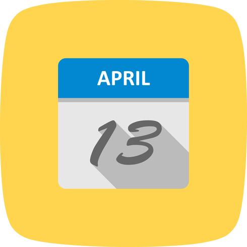 13 de abril Data em um calendário de dia único vetor