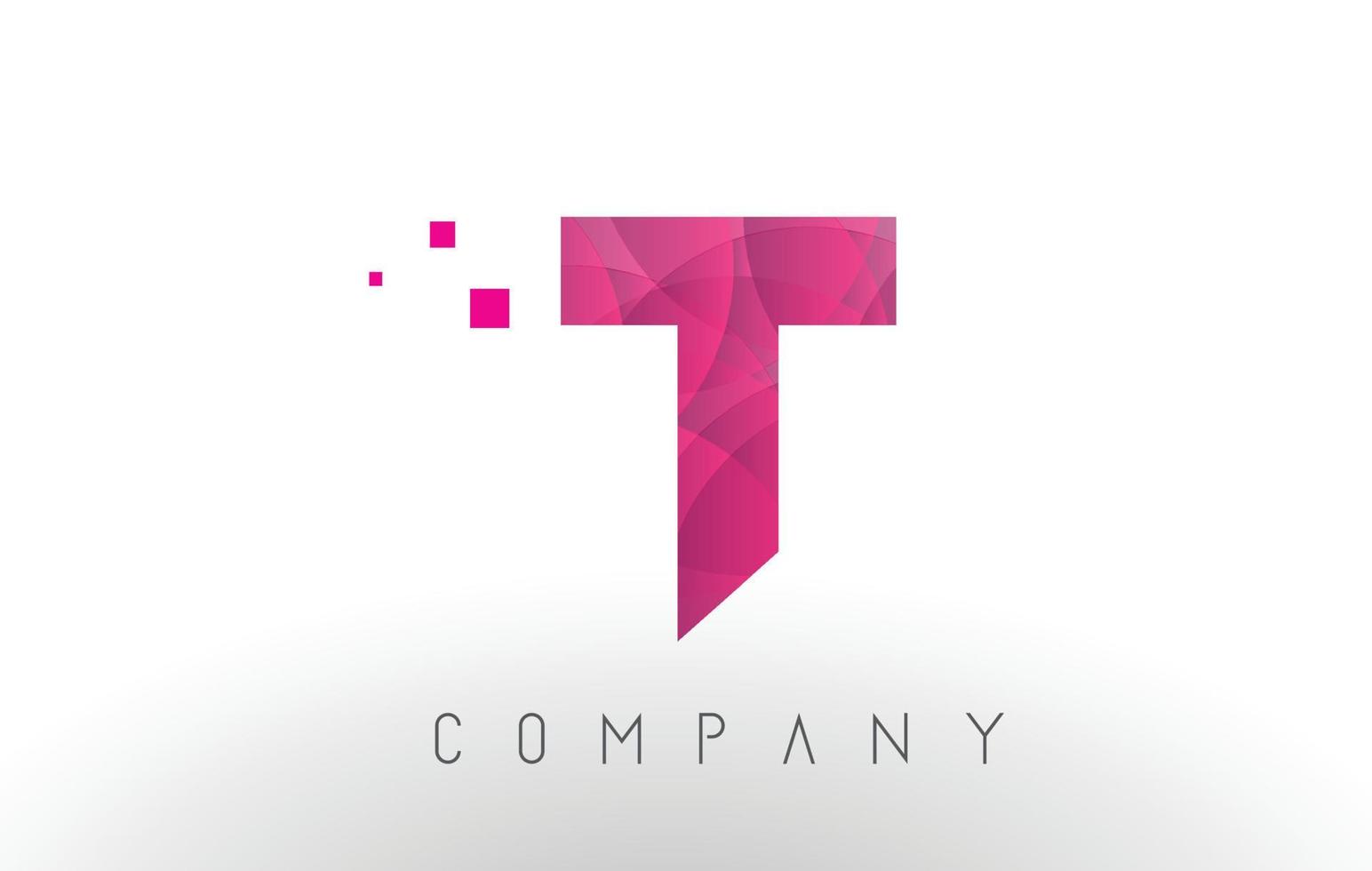 design do logotipo da letra t com padrão de pontos roxos. vetor