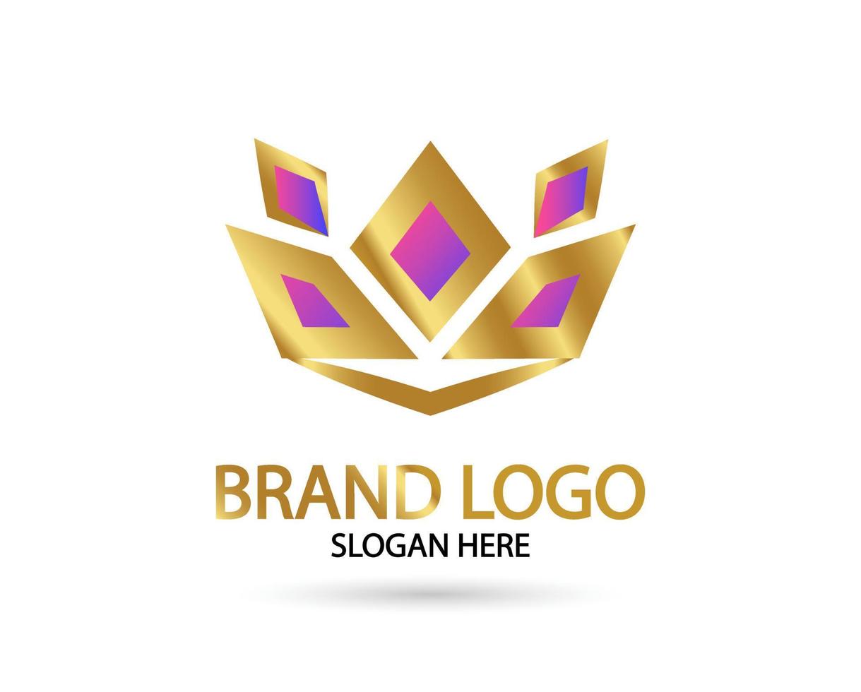 ouro coroa real e design de logotipo elegante vetor