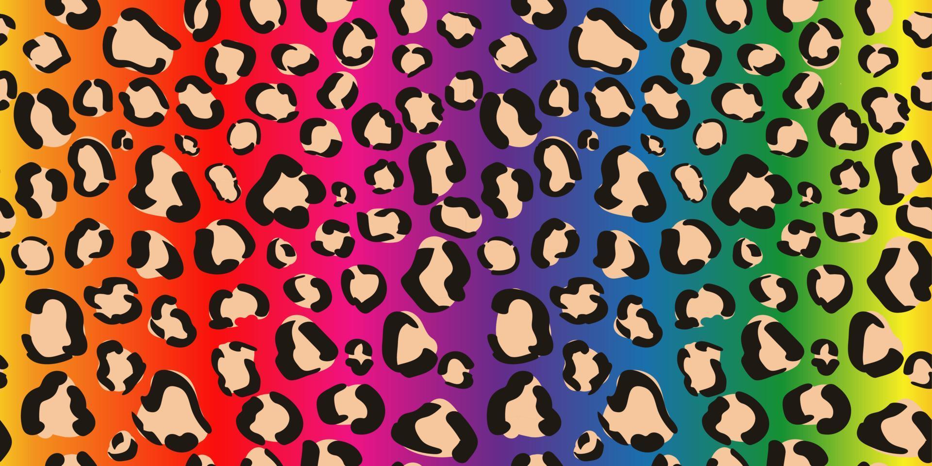 Impressão de leopardo de néon sem emenda de arco-íris. orgulho lgbt de fundo. design hippie brilhante. vetor
