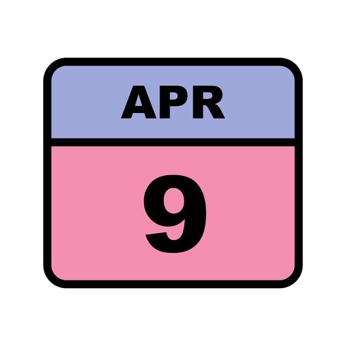9 de abril Data em um calendário de dia único vetor