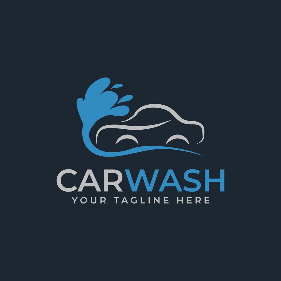 Design de logotipo de lavagem de carro com combinação de carro e água vetor