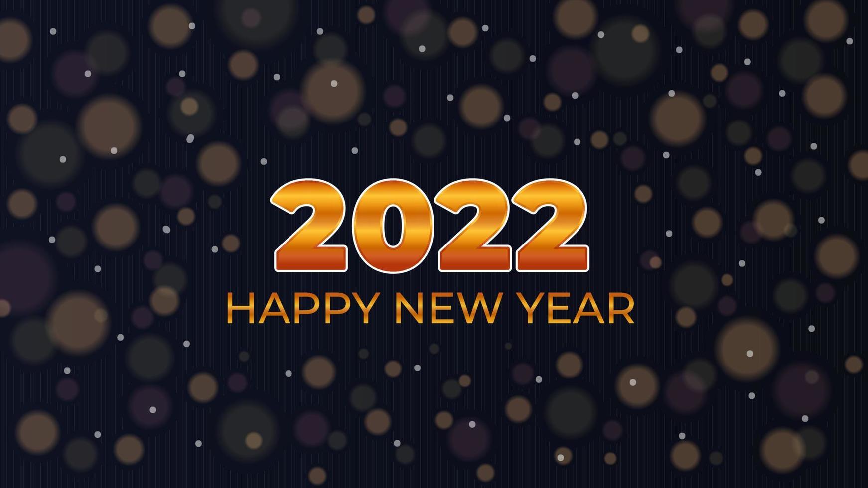 feliz ano novo 2022 design dourado moderno abstrato com bokeh de fundo vetor