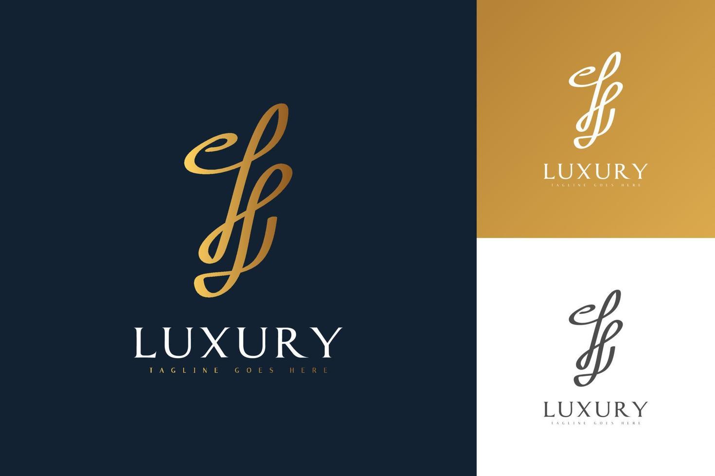 elegante letra inicial jj ou h logo design em ouro gradiente. logotipo de assinatura manuscrito para identidade vetor