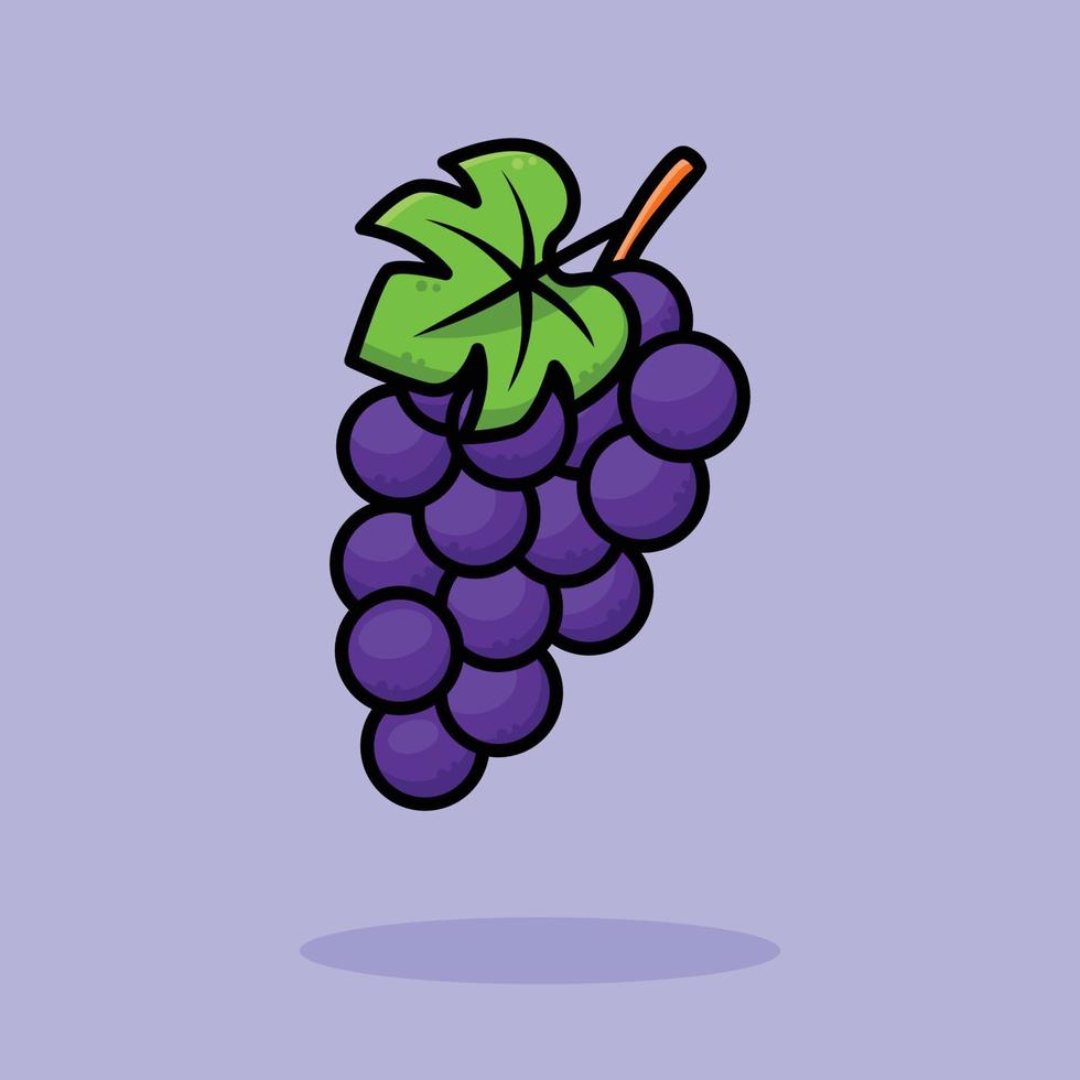 ilustração do ícone dos desenhos animados de uva fofa vetor