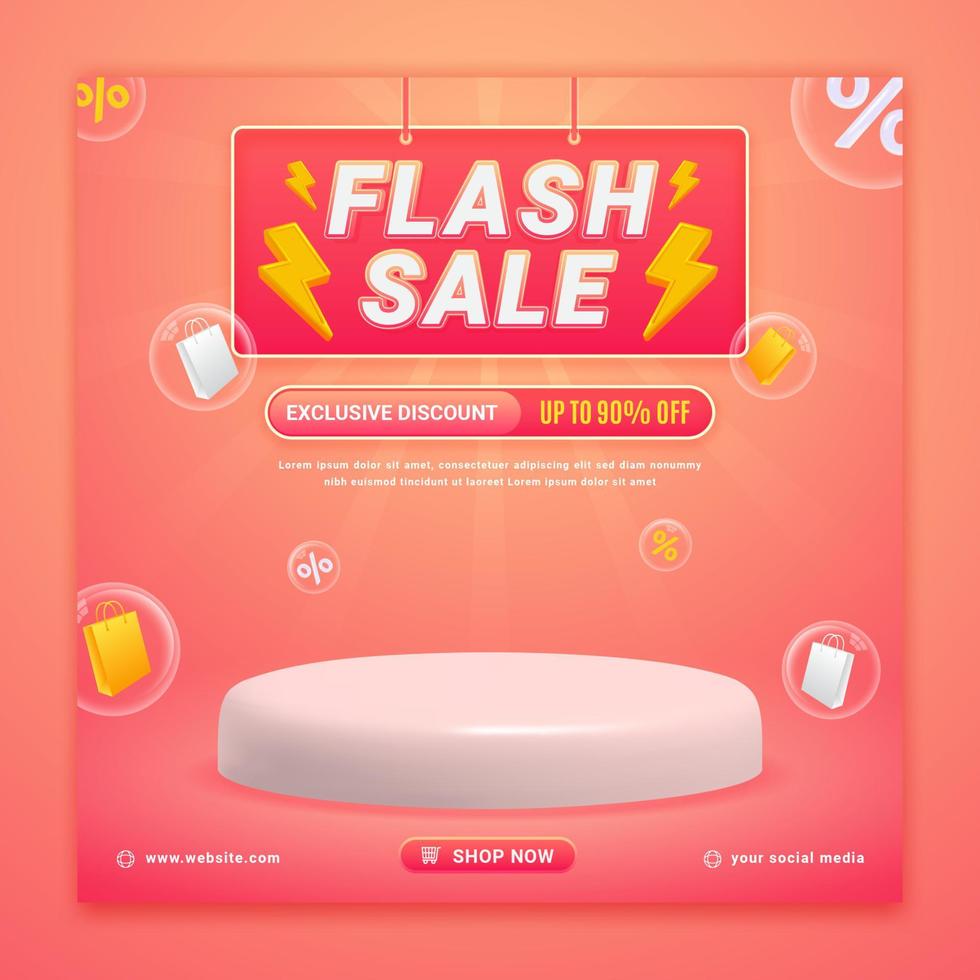 modelo de postagem em mídia social de promoção de venda flash vetor