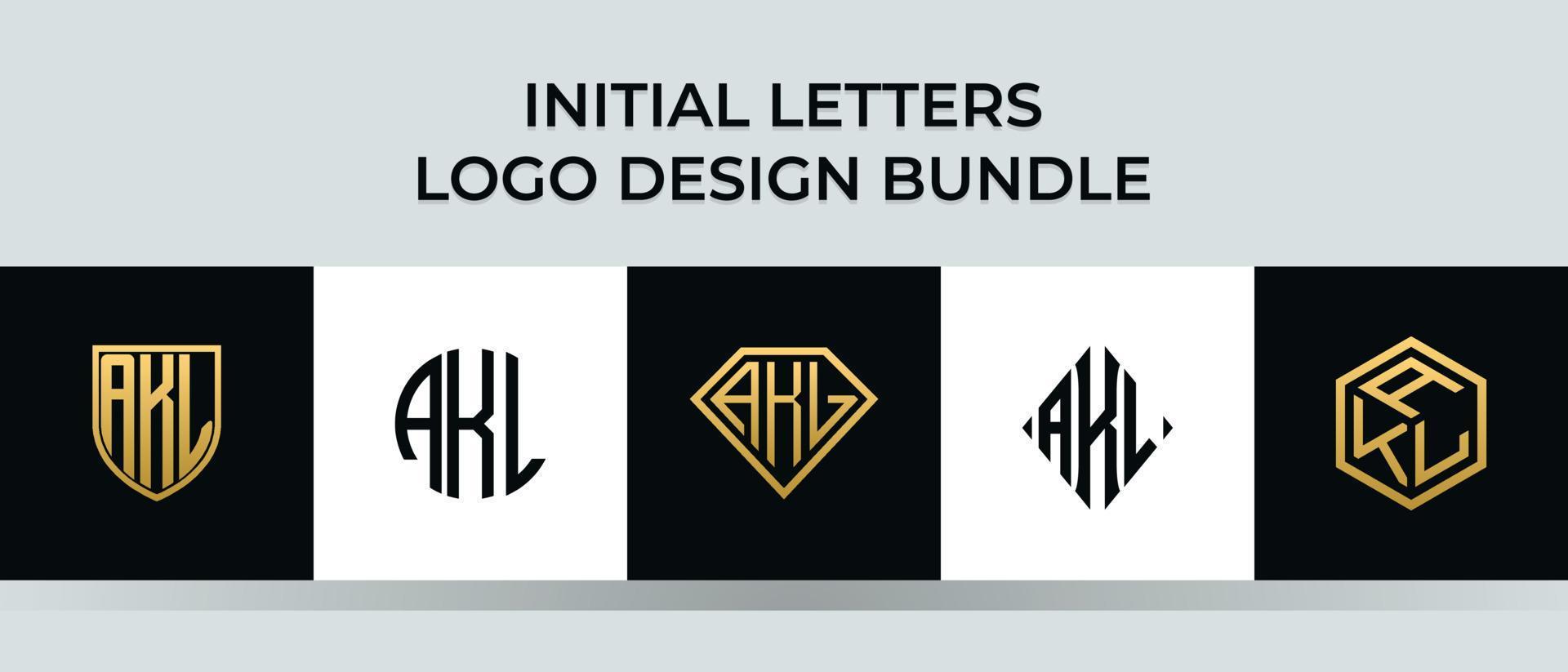 letras iniciais pacote de designs de logotipo akl vetor