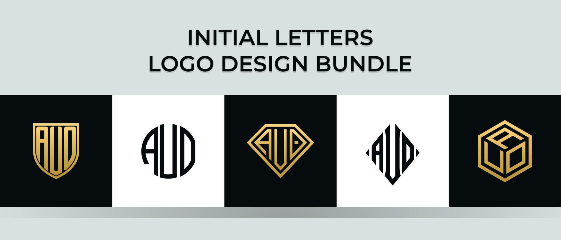 pacote de designs de logotipo auo letras iniciais vetor