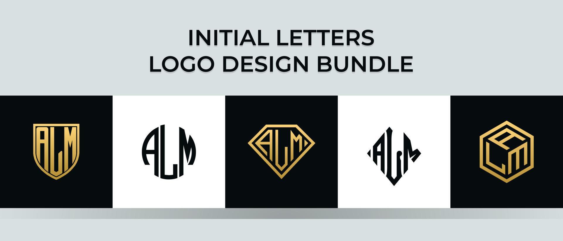 conjunto de letras iniciais alm de designs de logotipo vetor