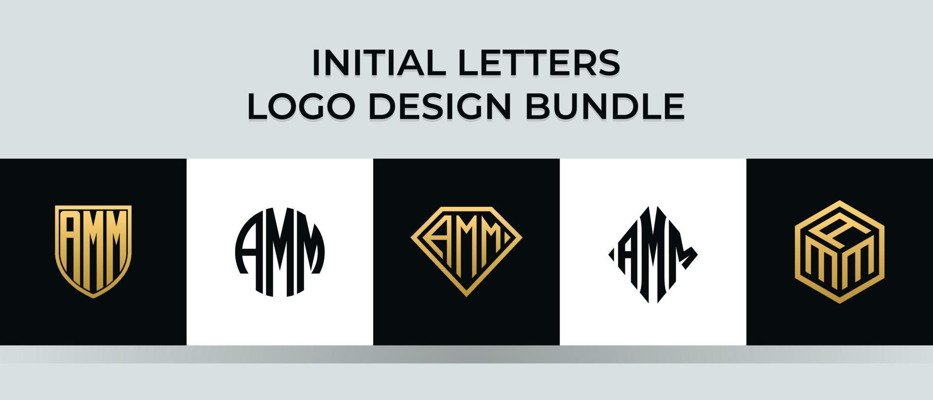 letras iniciais amm logo designs pacote vetor