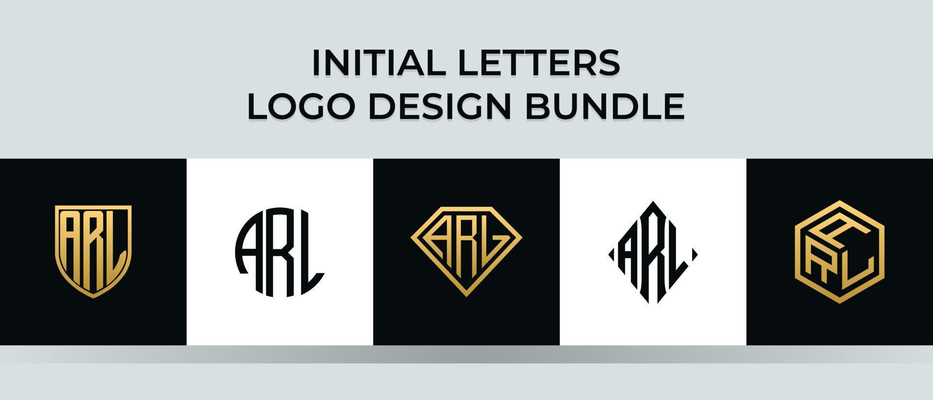 conjunto de letras iniciais arl logo designs vetor