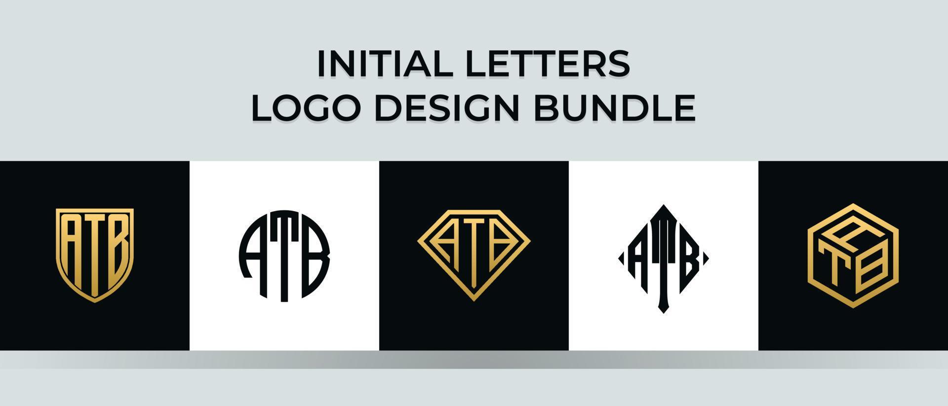 pacote de designs de logotipo atb letras iniciais vetor