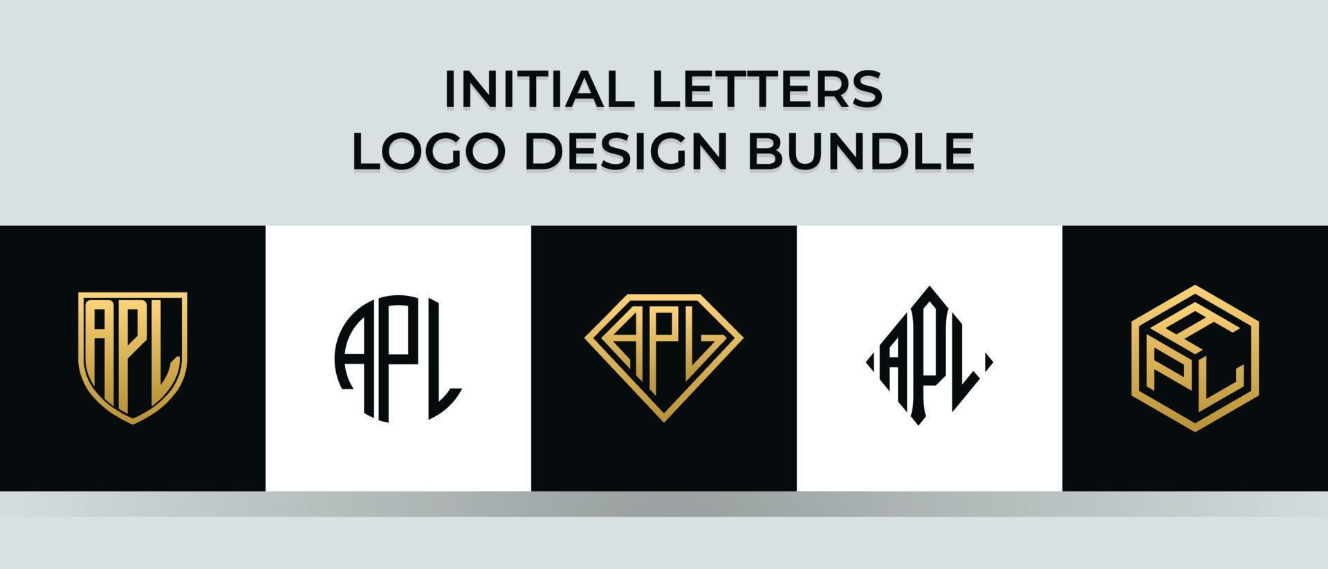 pacote de designs de logotipo apl de letras iniciais vetor